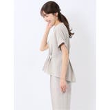 麻調合繊 バンドカラー 半袖ブラウス(セットアップ可能) | TAKA-Q WOMEN | 詳細画像2