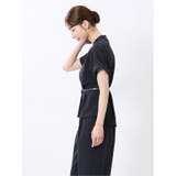 麻調合繊 バンドカラー 半袖ブラウス(セットアップ可能) | TAKA-Q WOMEN | 詳細画像22