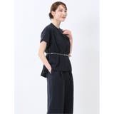 麻調合繊 バンドカラー 半袖ブラウス(セットアップ可能) | TAKA-Q WOMEN | 詳細画像24
