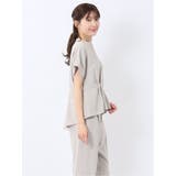 麻調合繊 バンドカラー 半袖ブラウス(セットアップ可能) | TAKA-Q WOMEN | 詳細画像4