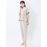 麻調合繊 バンドカラー 半袖ブラウス(セットアップ可能) | TAKA-Q WOMEN | 詳細画像5