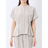 麻調合繊 バンドカラー 半袖ブラウス(セットアップ可能) | TAKA-Q WOMEN | 詳細画像6