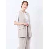 03ライトグレー | 麻調合繊 テーラード ロングジレ(セットアップ可能) | TAKA-Q WOMEN