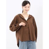 35こげ茶 | 綿混ブロード ストライプ柄 シャツアウター | TAKA-Q WOMEN
