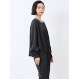 光沢サテン 長袖プルオーバーブラウス(セットアップ可能) | TAKA-Q WOMEN | 詳細画像18