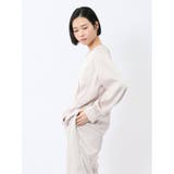 光沢サテン 長袖プルオーバーブラウス(セットアップ可能) | TAKA-Q WOMEN | 詳細画像2
