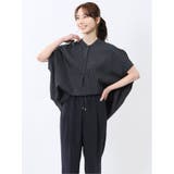 75紺 | タンブラーブッチャー ストライプ柄 プルオーバーブラウス(セットアップ可能) | TAKA-Q WOMEN