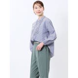 ブロード バンドカラー フリル長袖ブラウス | TAKA-Q WOMEN | 詳細画像14