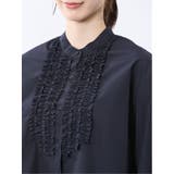ブロード バンドカラー フリル長袖ブラウス | TAKA-Q WOMEN | 詳細画像33
