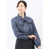 ボウタイ付き バンドカラー デニムブラウス | TAKA-Q WOMEN | 詳細画像1 