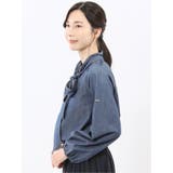 ボウタイ付き バンドカラー デニムブラウス | TAKA-Q WOMEN | 詳細画像2 