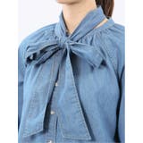 ボウタイ付き バンドカラー デニムブラウス | TAKA-Q WOMEN | 詳細画像20 