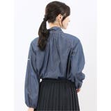 ボウタイ付き バンドカラー デニムブラウス | TAKA-Q WOMEN | 詳細画像3 