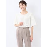 01白 | バイカラー 半袖プルオーバーブラウス | TAKA-Q WOMEN