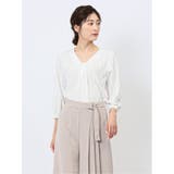 プリント Vネック 7分袖プルオーバーブラウス | TAKA-Q WOMEN | 詳細画像1
