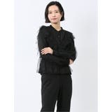 05黒 | フリル 前開き 長袖ブラウス | TAKA-Q WOMEN