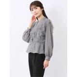 06グレー | フリル 前開き 長袖ブラウス | TAKA-Q WOMEN