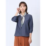【WEB限定】形態安定 シャンブレープルオーバー長袖ブラウス | TAKA-Q WOMEN | 詳細画像1
