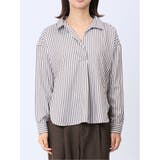 【WEB限定】形態安定 ストライプ柄 スキッパープルオーバー長袖ブラウス | TAKA-Q WOMEN | 詳細画像5 