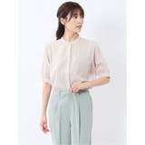 バンドカラー パフスリーブ 比翼ブラウス | TAKA-Q WOMEN | 詳細画像1