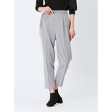 04グレー | レーヨン混ストレッチ ベルト付きテーパードパンツ | TAKA-Q WOMEN