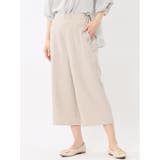 33ベージュ | 麻調合繊 ボタン付き クロップドパンツ(セットアップ可能) | TAKA-Q WOMEN