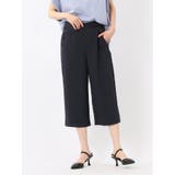 75紺 | 麻調合繊 ボタン付き クロップドパンツ(セットアップ可能) | TAKA-Q WOMEN