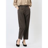 35こげ茶 | ベルト付き タックテーパードパンツ | TAKA-Q WOMEN
