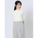 02アイボリー | ストレッチレース調 ハイネック半袖プルオーバー | TAKA-Q WOMEN