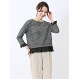 05黒 | カットツイード レイヤード風プルオーバー | TAKA-Q WOMEN