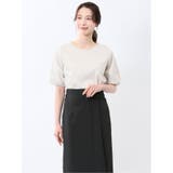 03ライトグレー | 綿スムス クルーネック パフギャザーTシャツ | TAKA-Q WOMEN