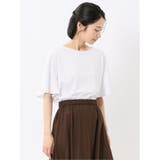 綿スムス クルーネック ラッフルスリープ Tシャツ | TAKA-Q WOMEN | 詳細画像4