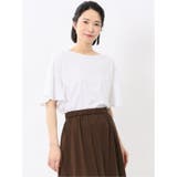 01白 | 綿スムス クルーネック ラッフルスリープ Tシャツ | TAKA-Q WOMEN