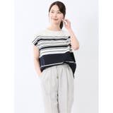 ランダムボーダー フレンチスリーブ プルオーバー | TAKA-Q WOMEN | 詳細画像1