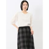 01白 | 接触冷感 クルーネック オパール袖 プルオーバー | TAKA-Q WOMEN