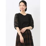 05黒 | 接触冷感 クルーネック オパール袖 プルオーバー | TAKA-Q WOMEN