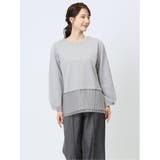 03ライトグレー | 裾プリーツ クルーネック 長袖プルオーバー | TAKA-Q WOMEN