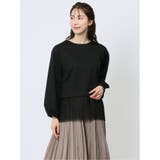 05黒 | 裾プリーツ クルーネック 長袖プルオーバー | TAKA-Q WOMEN