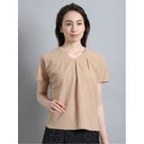 ストレッチカルゼ セットアップ Vネック半袖プルオーバー | TAKA-Q WOMEN | 詳細画像1