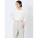 01白 | カットジョーゼット 7分袖 クループルオーバー | TAKA-Q WOMEN