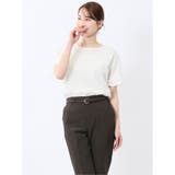 01白 | カットジョーゼット 切替 半袖プルオーバー | TAKA-Q WOMEN