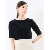 75紺 | クラッシュベロア 半袖プルオーバー | TAKA-Q WOMEN