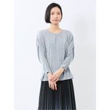 70青 | グロッシーツイル ギャザースリーブ プルオーバー | TAKA-Q WOMEN