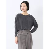 75紺 | グロッシーツイル ギャザースリーブ プルオーバー | TAKA-Q WOMEN