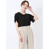 05黒 | グロッシーツイル チューリップスリーブ プルオーバー | TAKA-Q WOMEN
