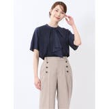 75紺 | シルケットポンチ ボウタイ 半袖プルオーバー | TAKA-Q WOMEN