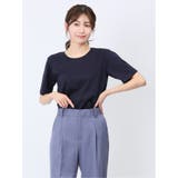 75紺 | チュール衿 半袖Ｔシャツ | TAKA-Q WOMEN