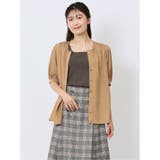 33ベージュ | 比翼 クルーネック 半袖ブラウソー | TAKA-Q WOMEN