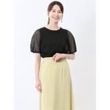 05黒 | レース切替 クルーネック 半袖プルオーバー | TAKA-Q WOMEN