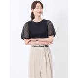 75紺 | レース切替 クルーネック 半袖プルオーバー | TAKA-Q WOMEN